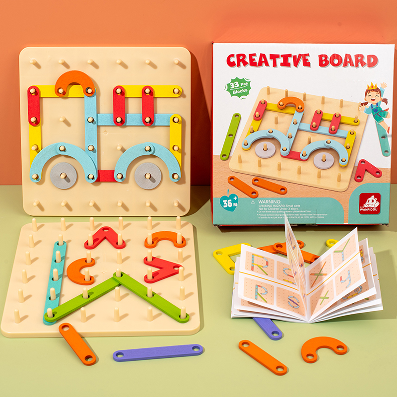 Build Plate - Children Wooden Creative Nail Board Geometric