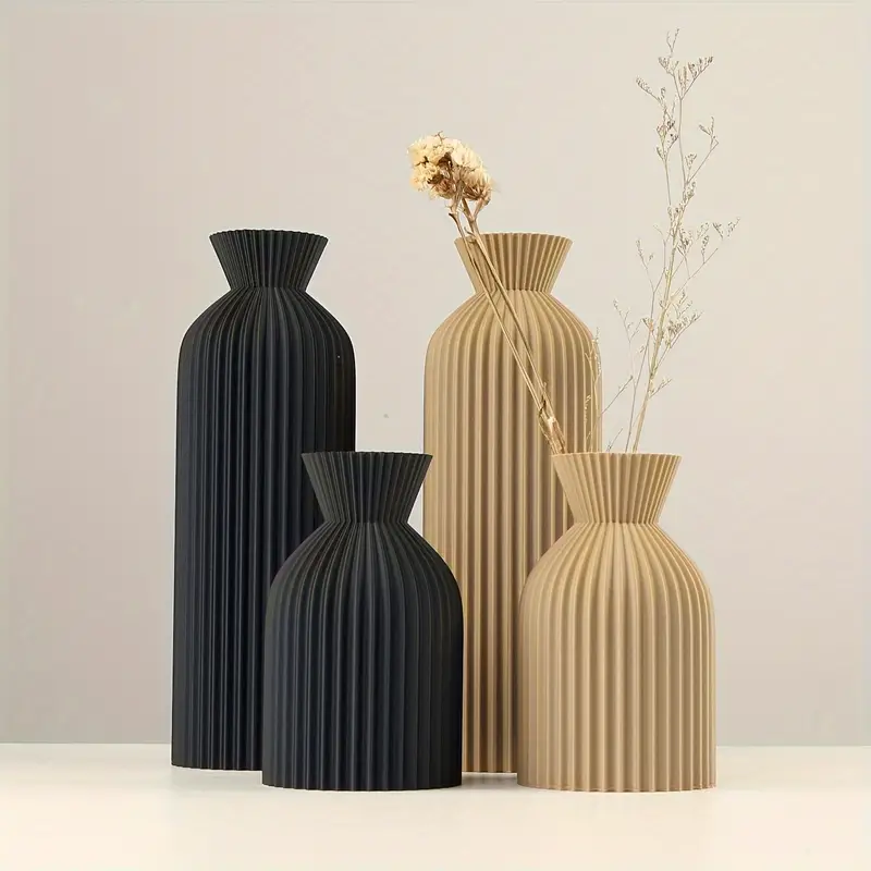 3D Printing Vase - Elegant Black Plastic Vase - Boho