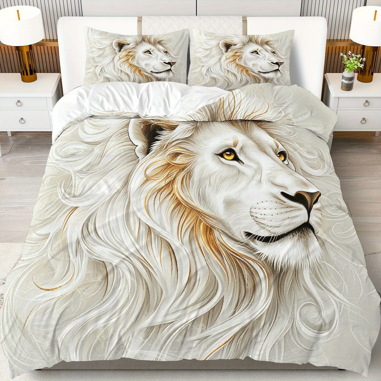 3pcs White Lion Bedding Set 3D - 3D Printing Nerd recension och pris