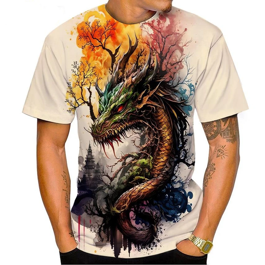 Summer New Men's Top 3D Printe - 3D Printing Dragon recension och pris