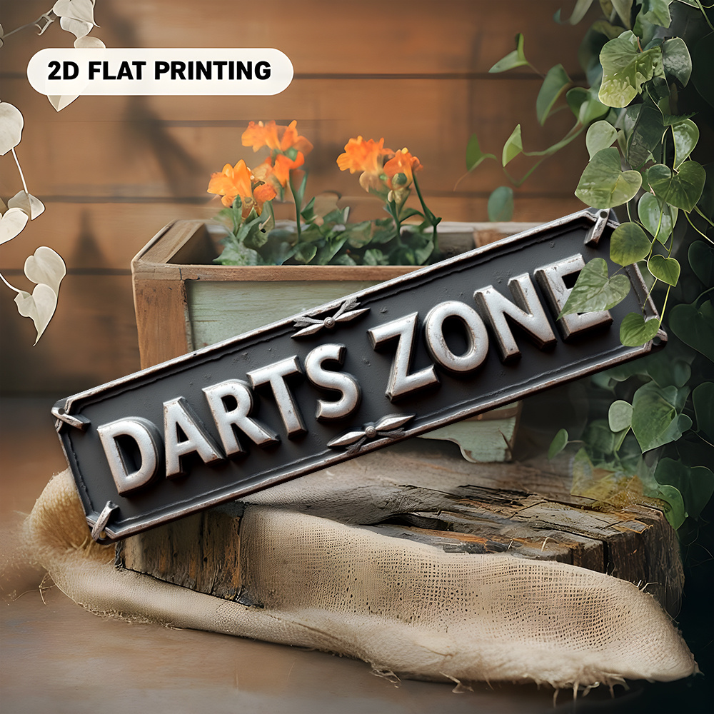 Tin Sign DARTS ZONE 2D Flat Pr - 3D Printing Industrial recension och pris