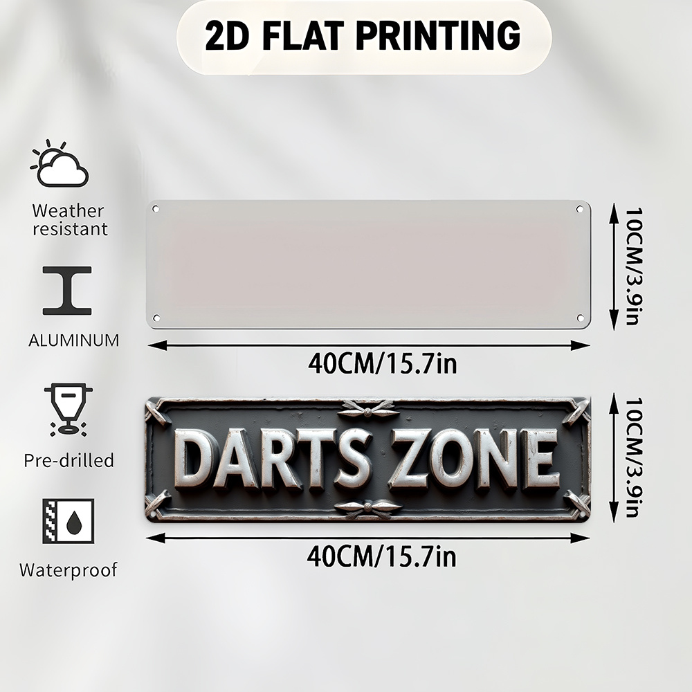Tin Sign DARTS ZONE 2D Flat Pr - 3D Printing Industrial recension och pris