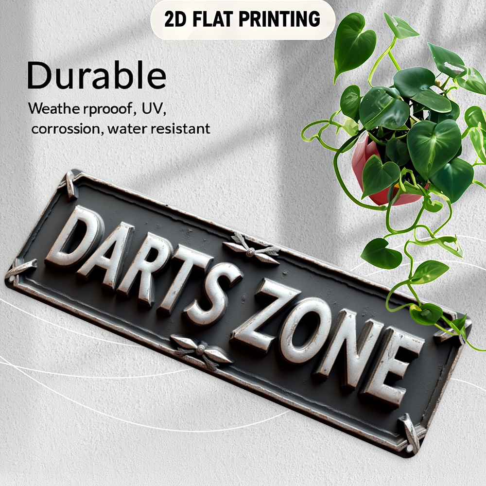 Tin Sign DARTS ZONE 2D Flat Pr - 3D Printing Industrial recension och pris